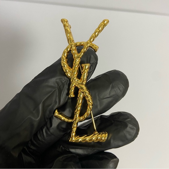 Yves Saint Laurent Gold Brooch - Picture 1 of 9